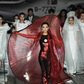 2011 2pc Red Sequin Jumpsuit & Chiffon Hoop Coat, Size 2