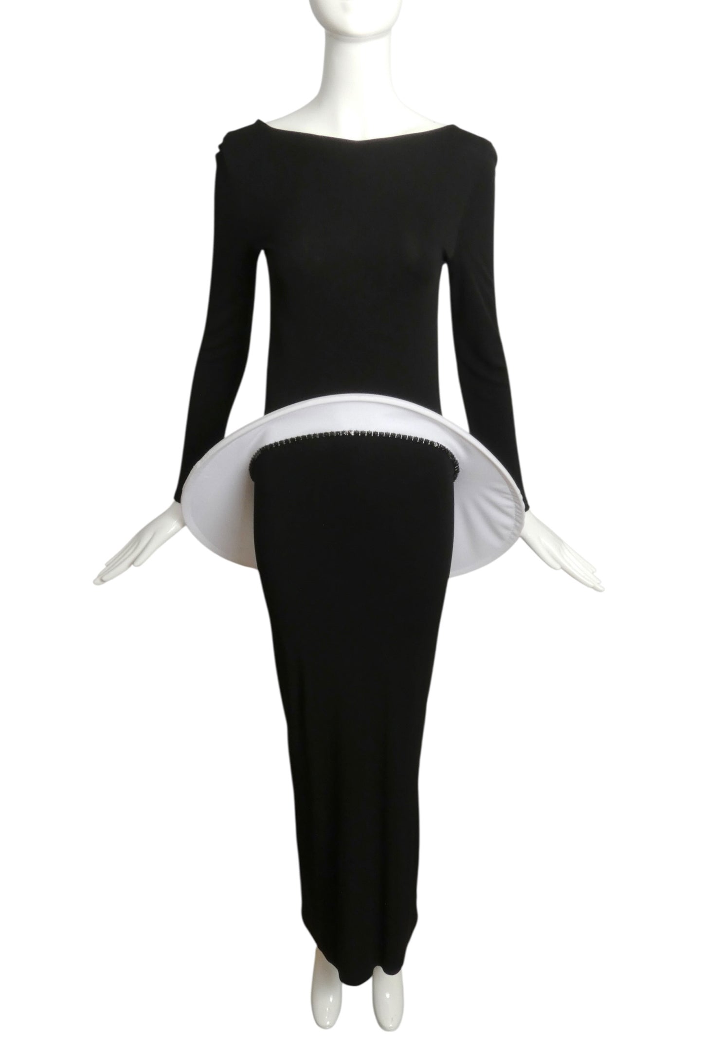 2012 Black & White Jersey Knit Hoop Gown, Size 4