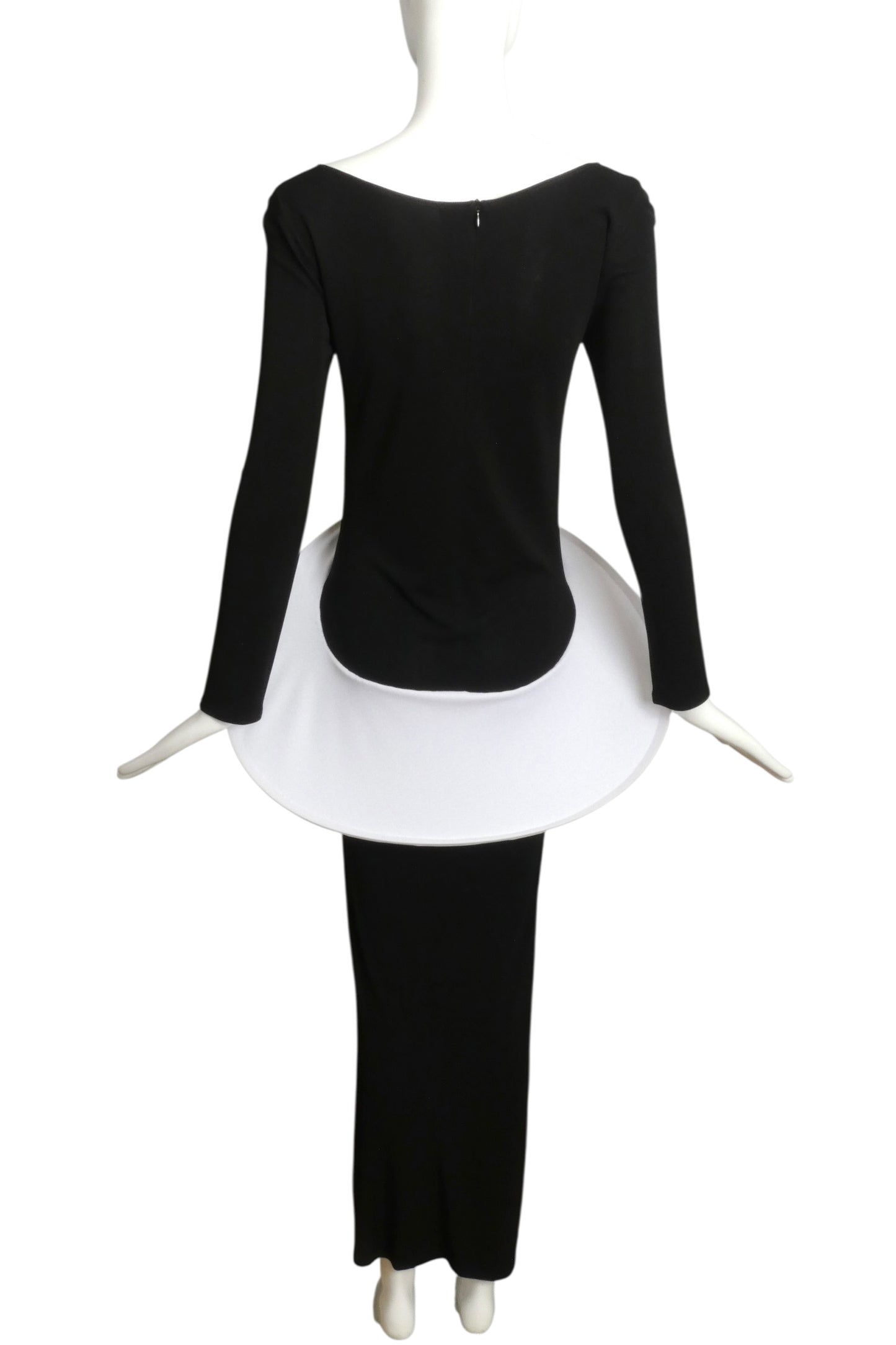 2012 Black & White Jersey Knit Hoop Gown, Size 4