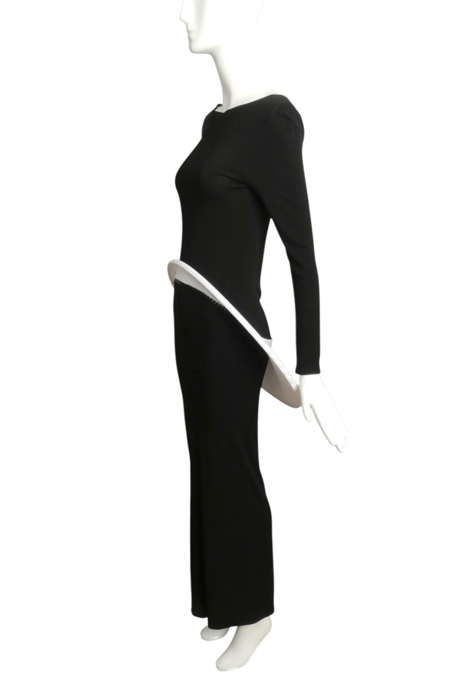 2012 Black & White Jersey Knit Hoop Gown, Size 4