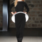 2012 Black & White Jersey Knit Hoop Gown, Size 4