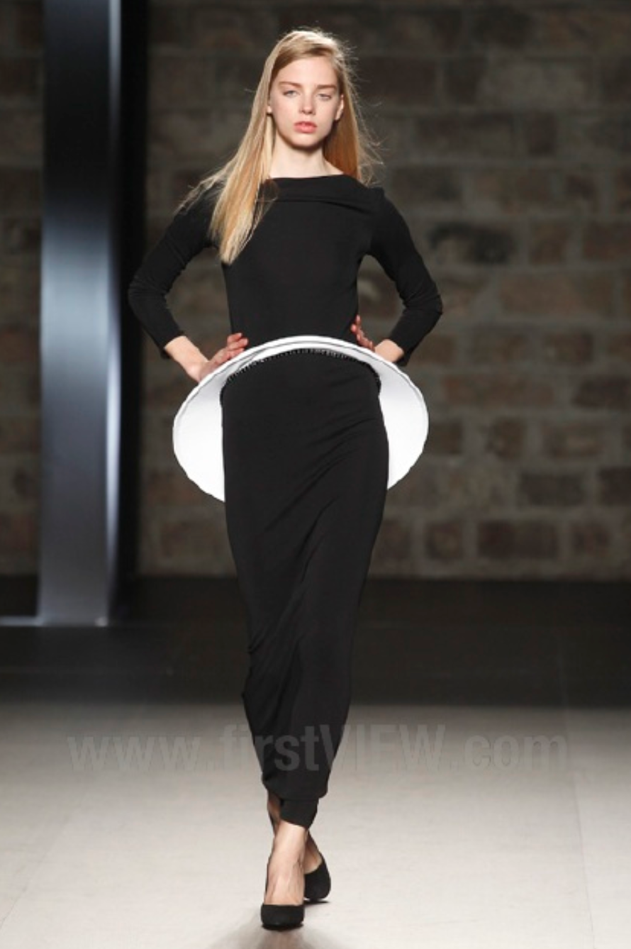 2012 Black & White Jersey Knit Hoop Gown, Size 4