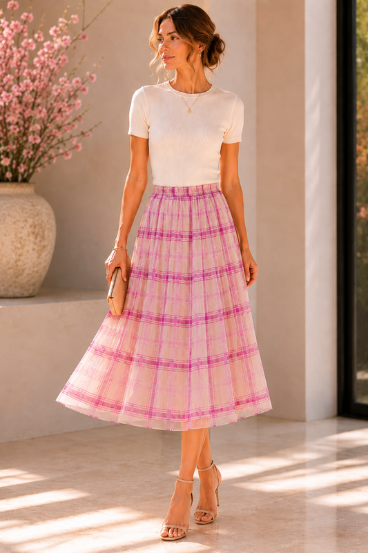 1980s Silk Organza Pleat Skirt, Size 6