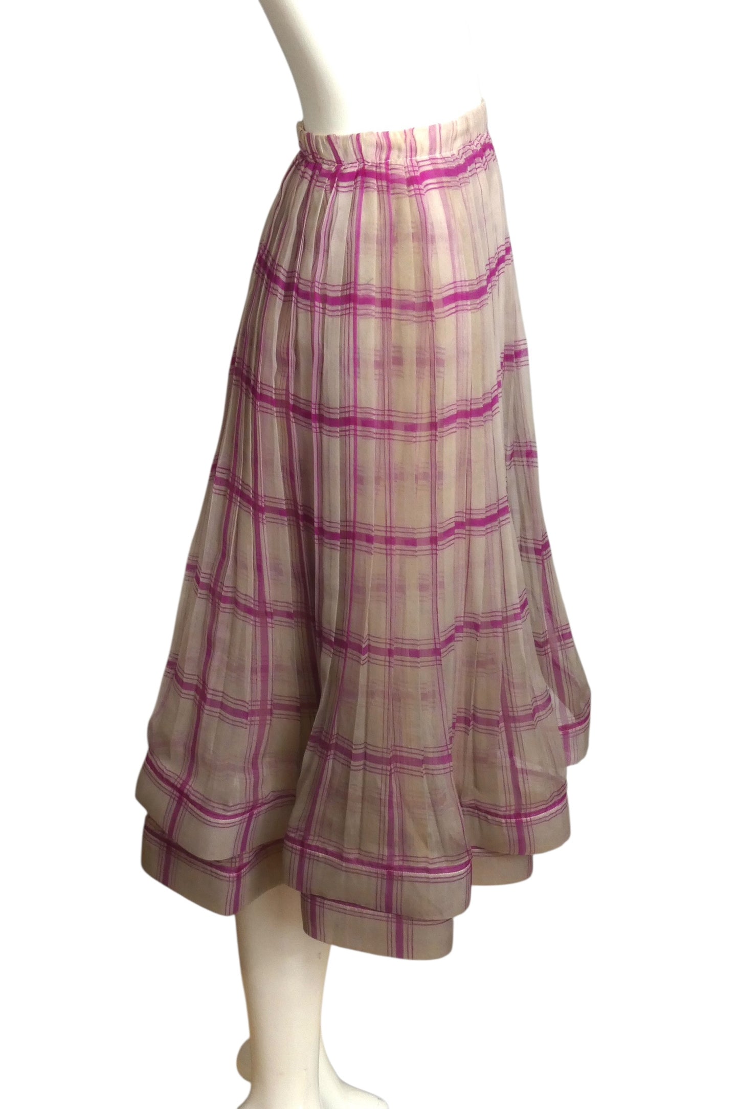 1980s Silk Organza Pleat Skirt, Size 6