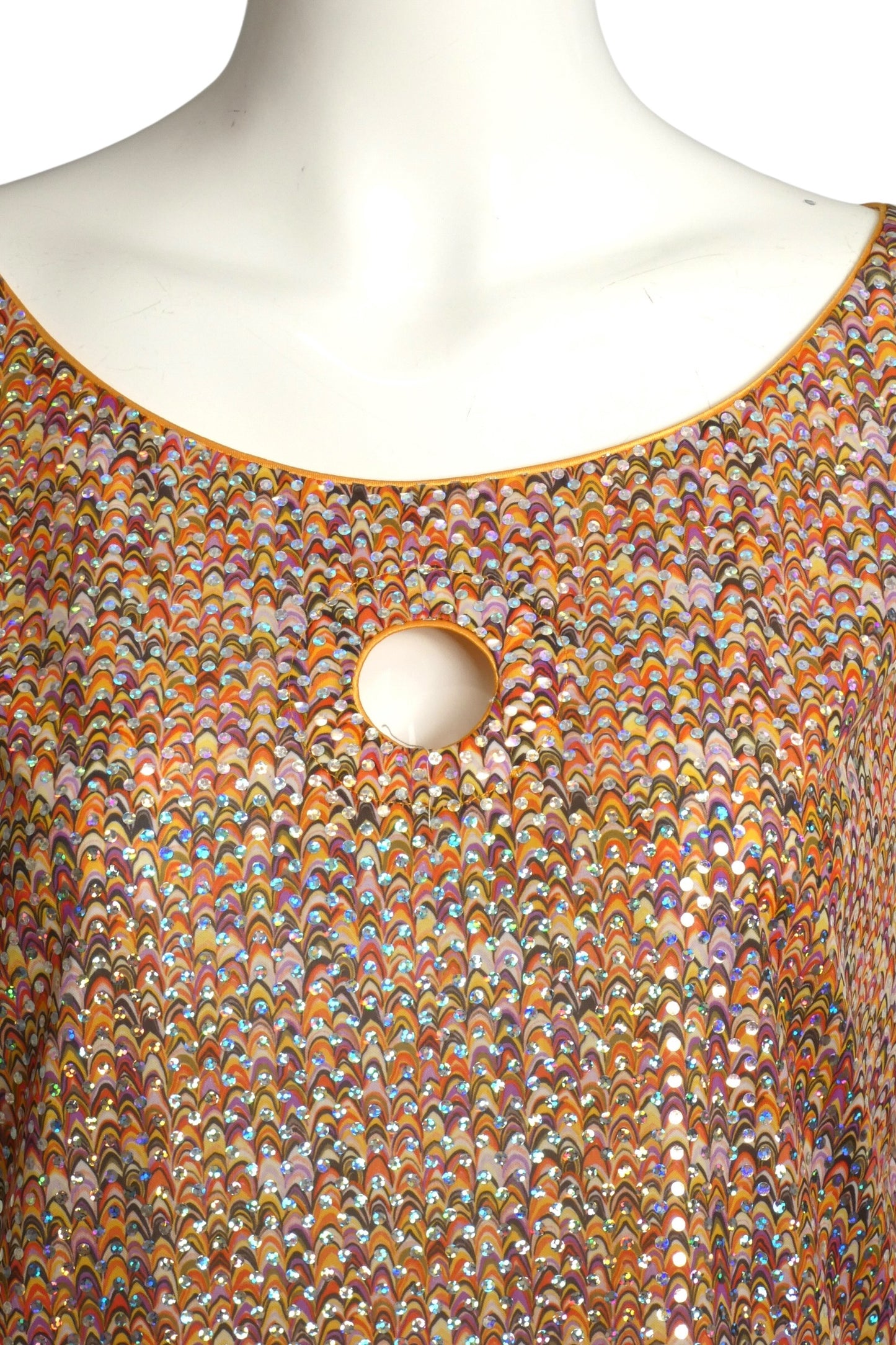2009 Multi Color Printed Knit Hoop Dress, Size 8
