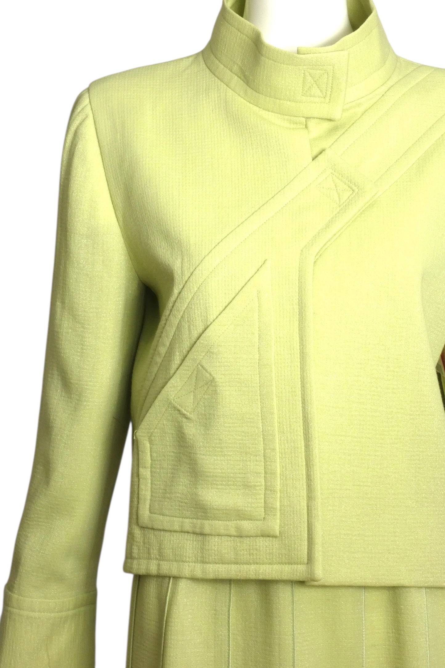 2000 Lime Wool Carwash Skirt Suit, Size 8