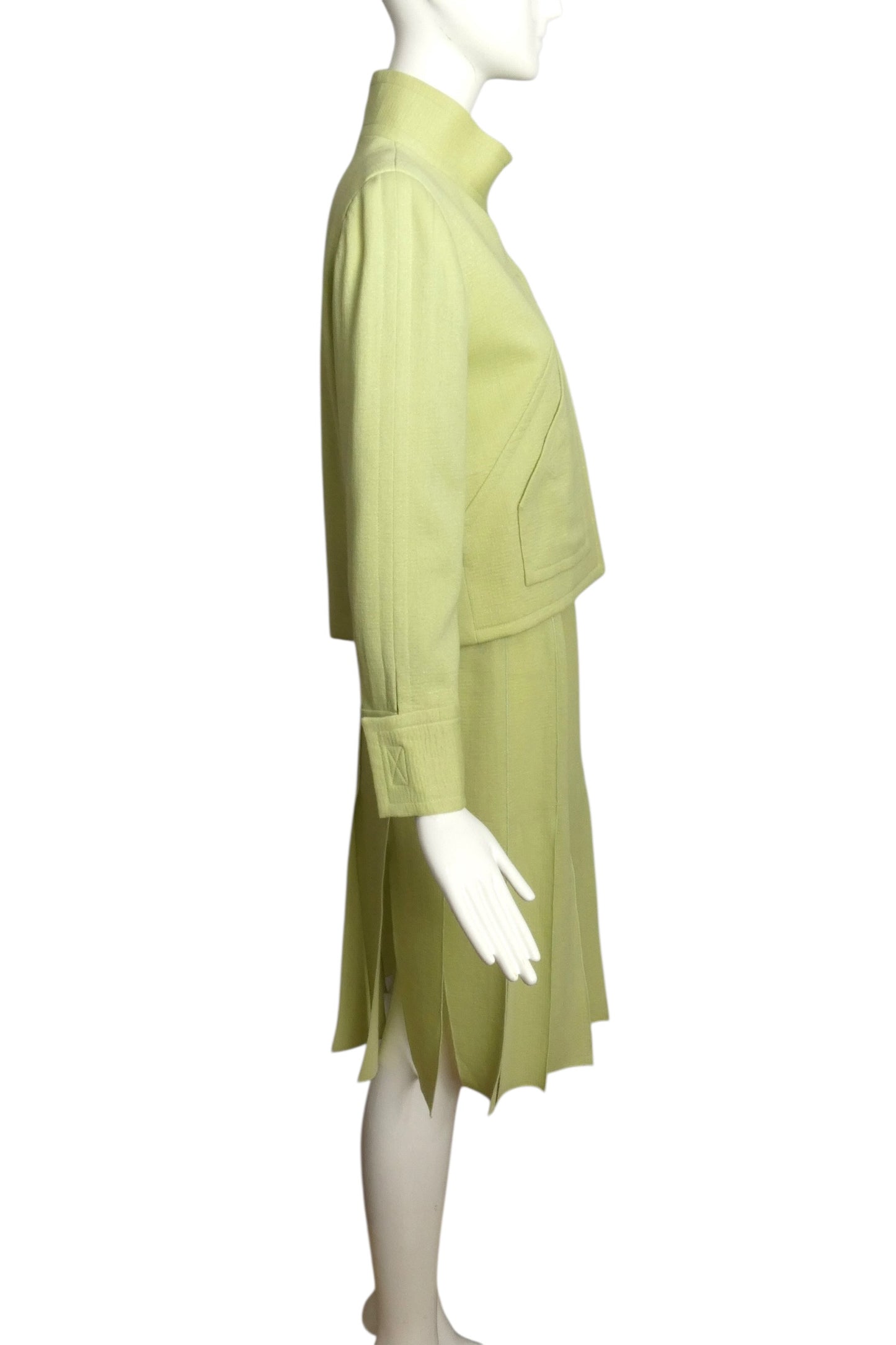2000 Lime Wool Carwash Skirt Suit, Size 8