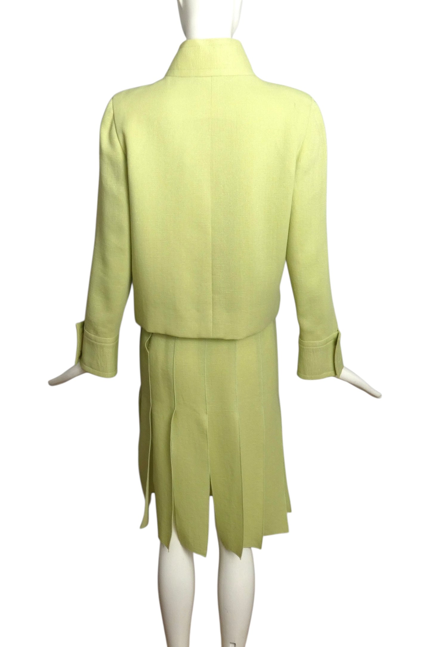 2000 Lime Wool Carwash Skirt Suit, Size 8