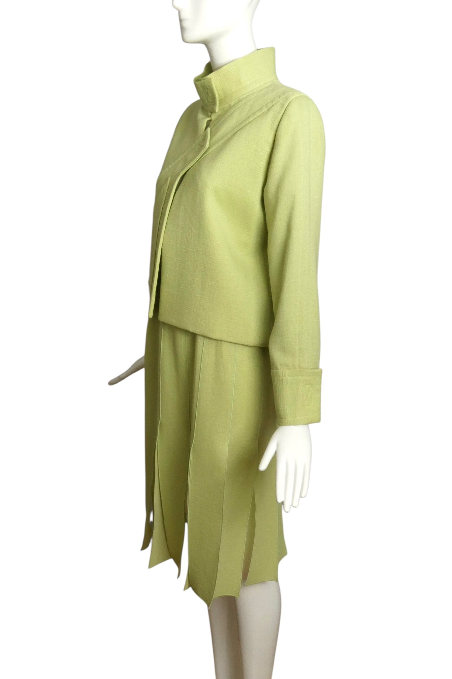 2000 Lime Wool Carwash Skirt Suit, Size 8
