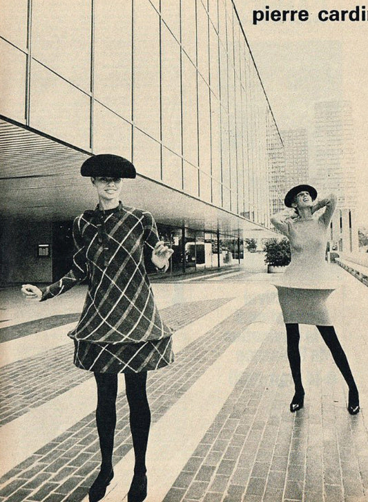 1990 Brown Print Wool Knit Hoop Dress, Size 4