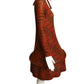 1980 Brown Print Wool Knit Hoop Dress, Size 4