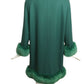 PIERRE CARDIN (HAUTE COUTURE) - 1990 Green Worsted Wool Fur Trimmed Coat, Size 12