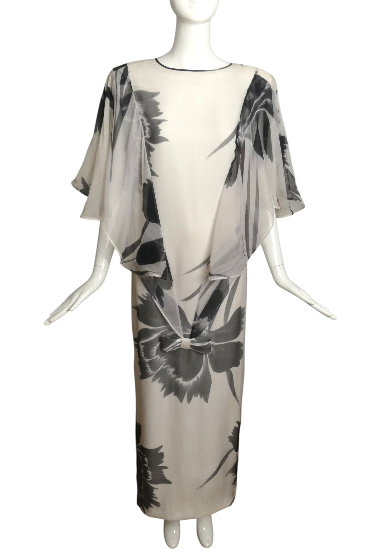 2006 Floral Print Chiffon Gown, Size 10