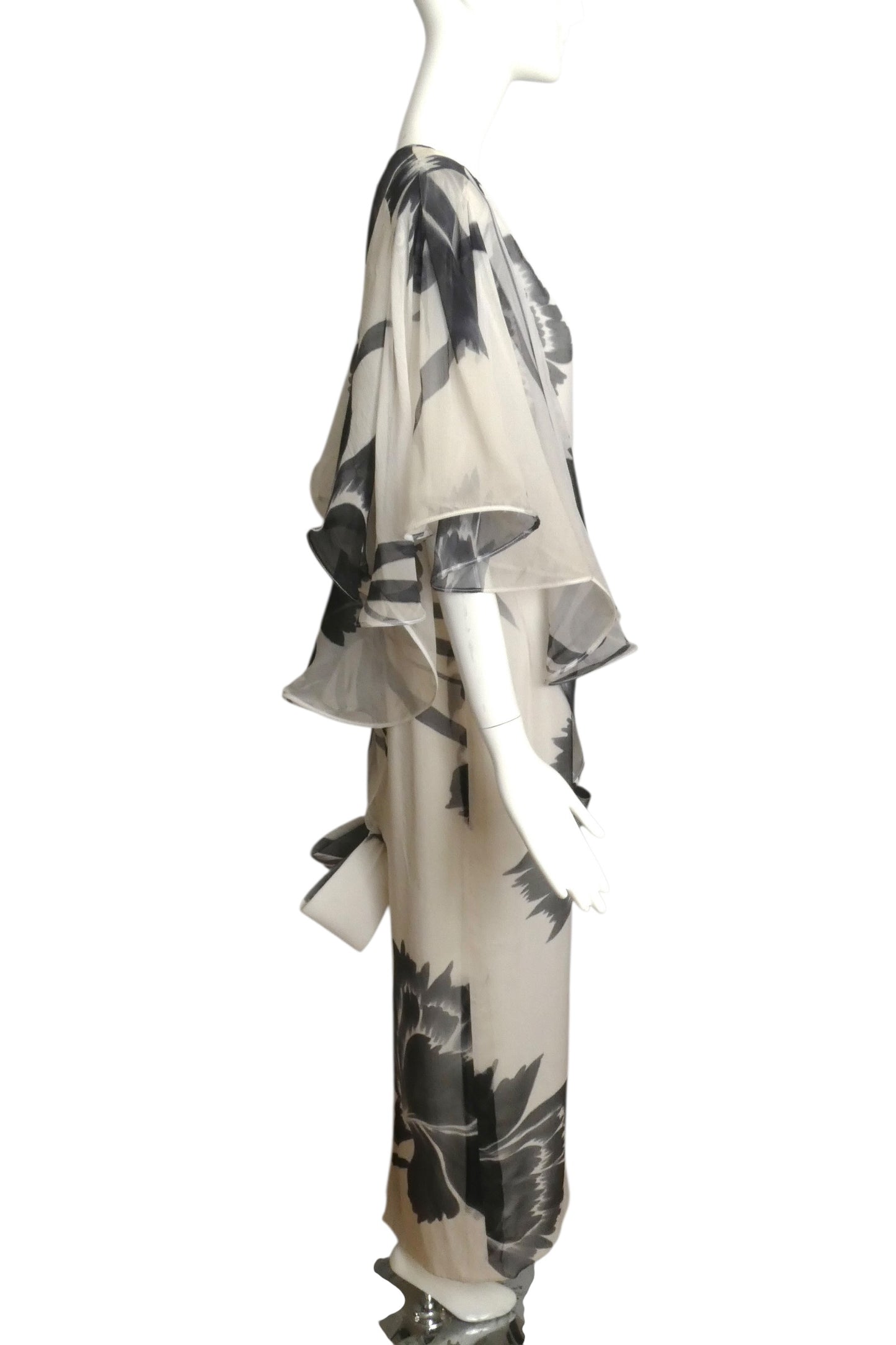 2006 Floral Print Chiffon Gown, Size 10