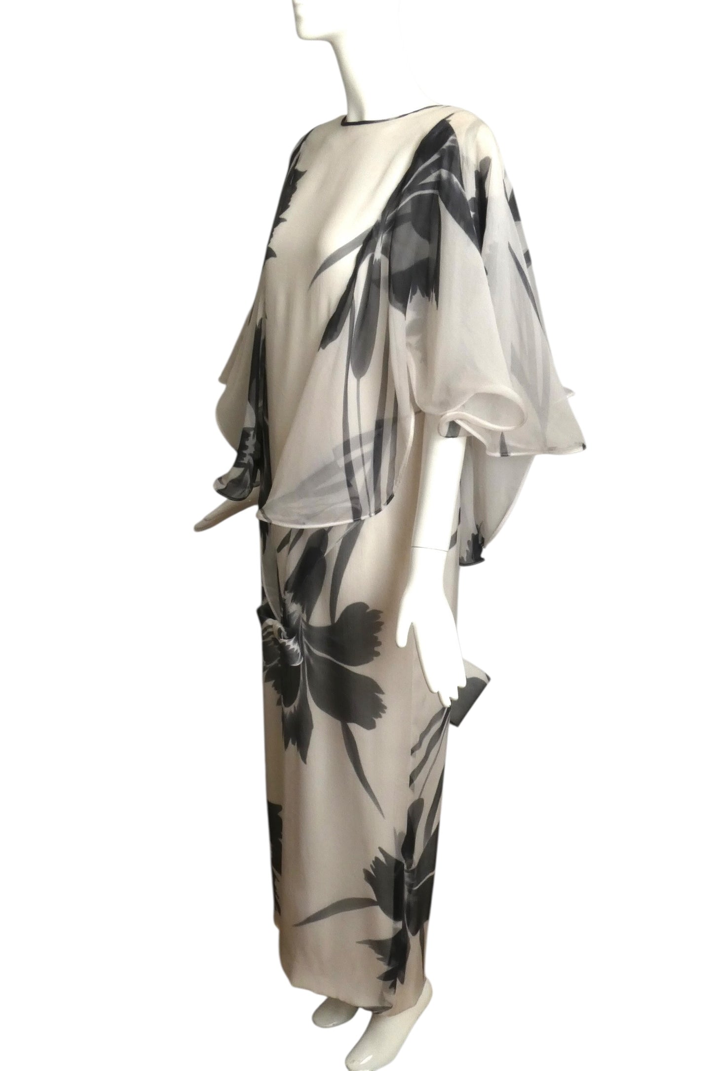 2006 Floral Print Chiffon Gown, Size 10