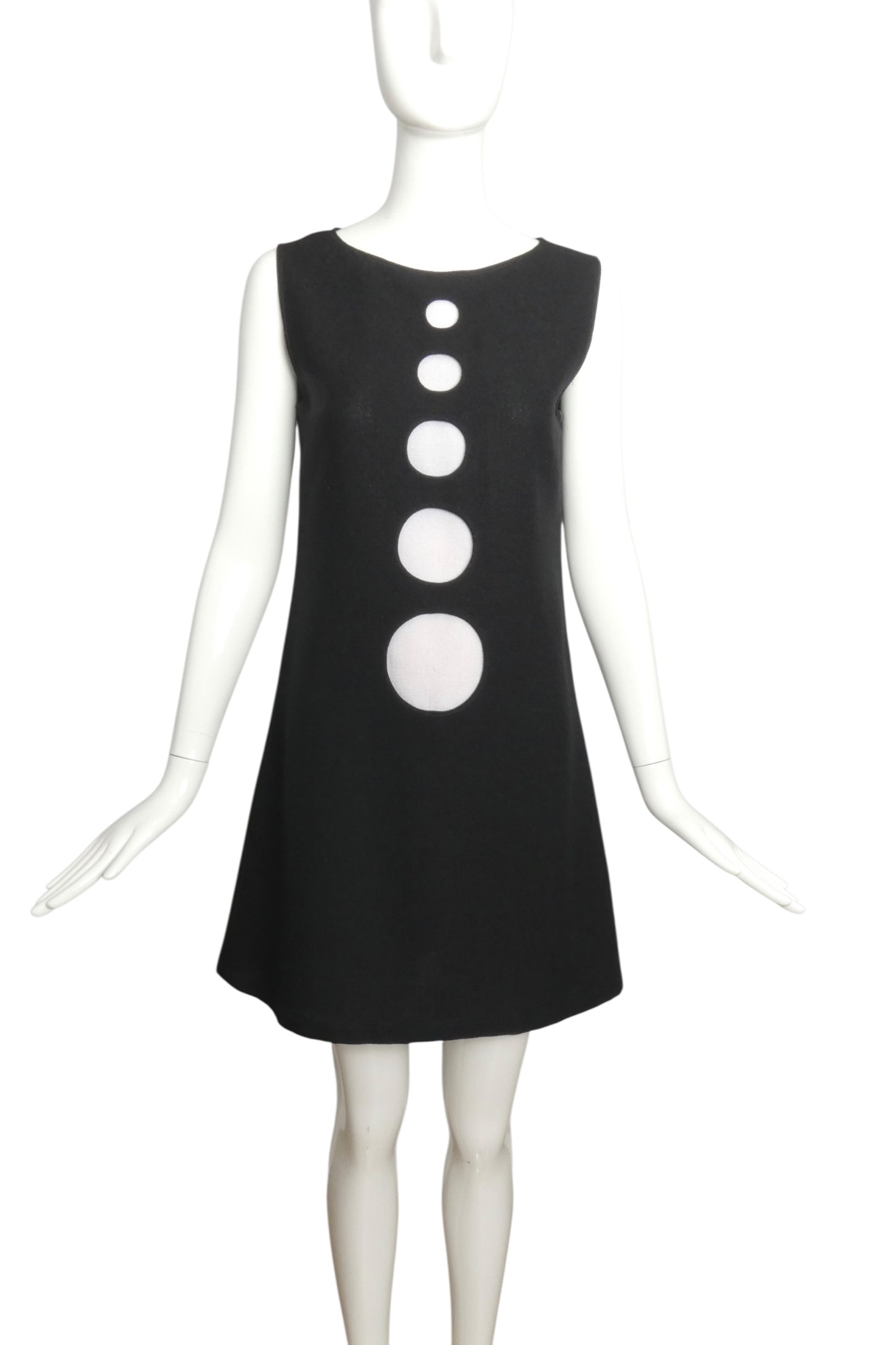 2005 Black Rayon Cutout Trapeze Dress, Size 4