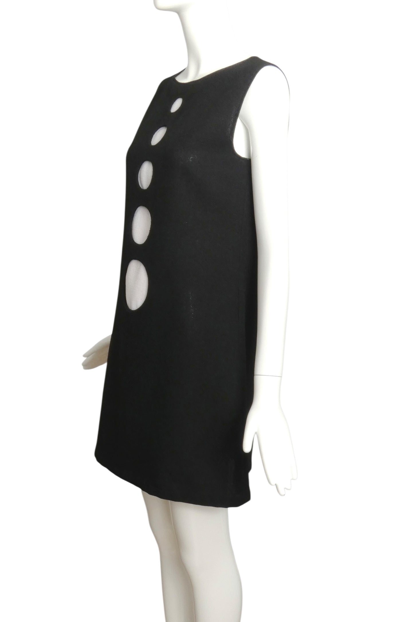 2005 Black Rayon Cutout Trapeze Dress, Size 4