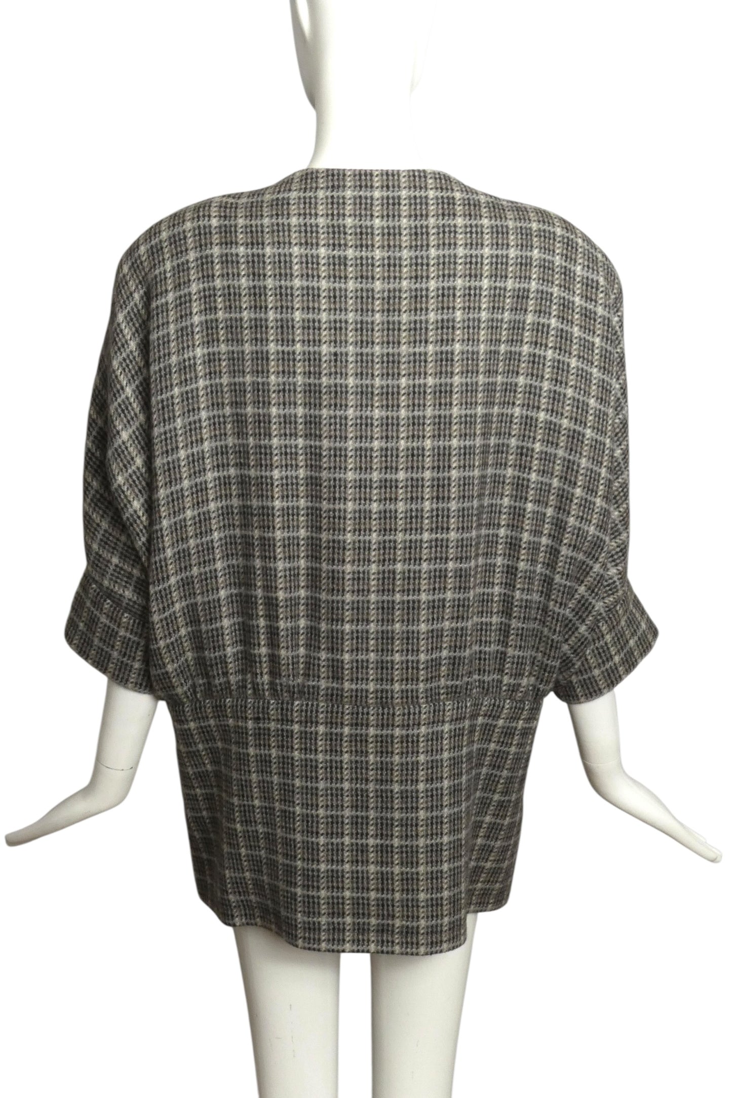PIERRE CARDIN- 2000 Grey Wool Plaid Coat, Size 10