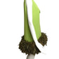 2009 Green Crepe & Feather Dress, Size 8