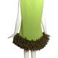 2009 Green Crepe & Feather Dress, Size 8