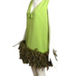 2009 Green Crepe & Feather Dress, Size 8