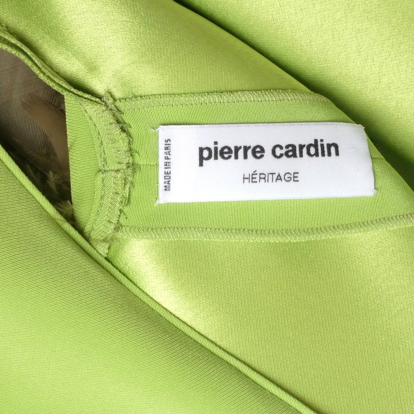 2009 Green Crepe & Feather Dress, Size 8