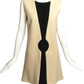 2004 Ivory & Black Wool Knit Shift Dress, Size 8