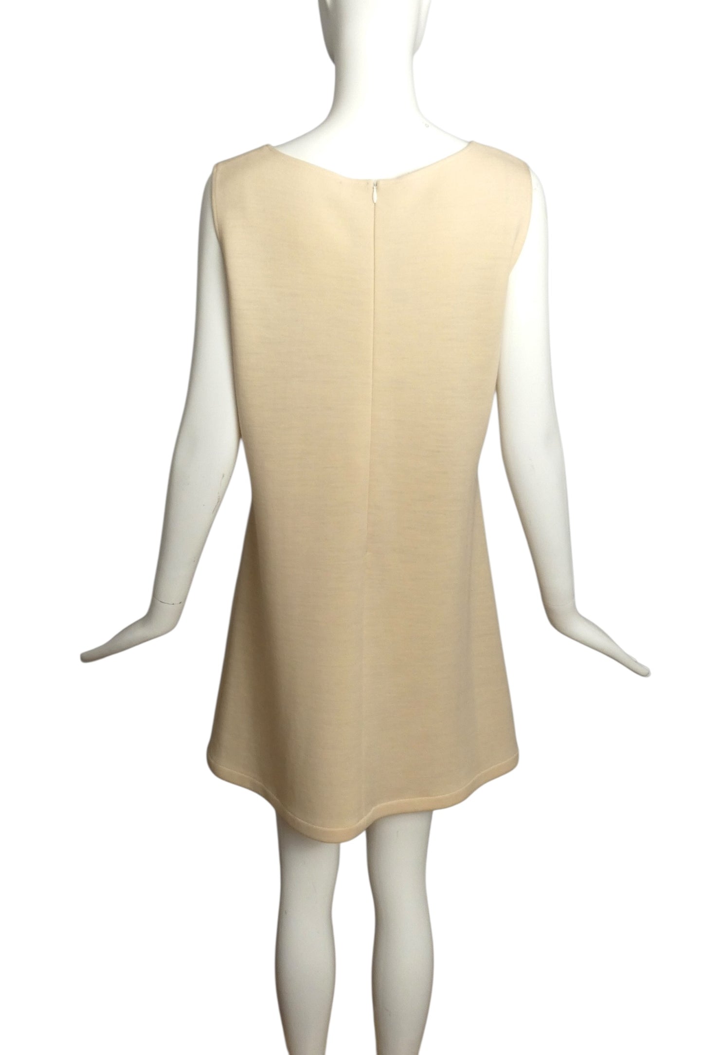 2004 Ivory & Black Wool Knit Shift Dress, Size 8