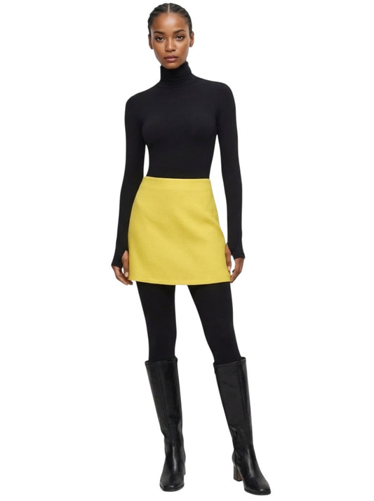 1998 Yellow Rayon A-Line Skirt, Size 8
