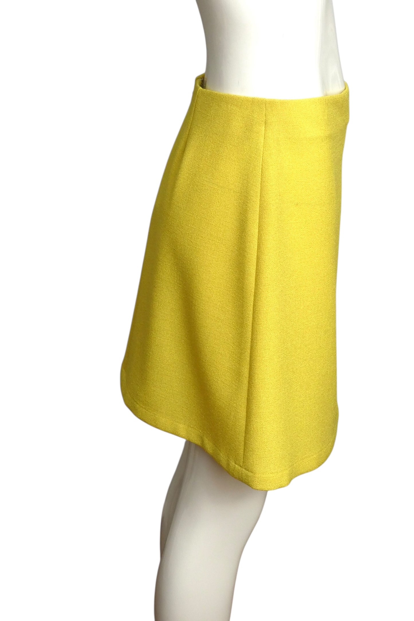 1998 Yellow Rayon A-Line Skirt, Size 8