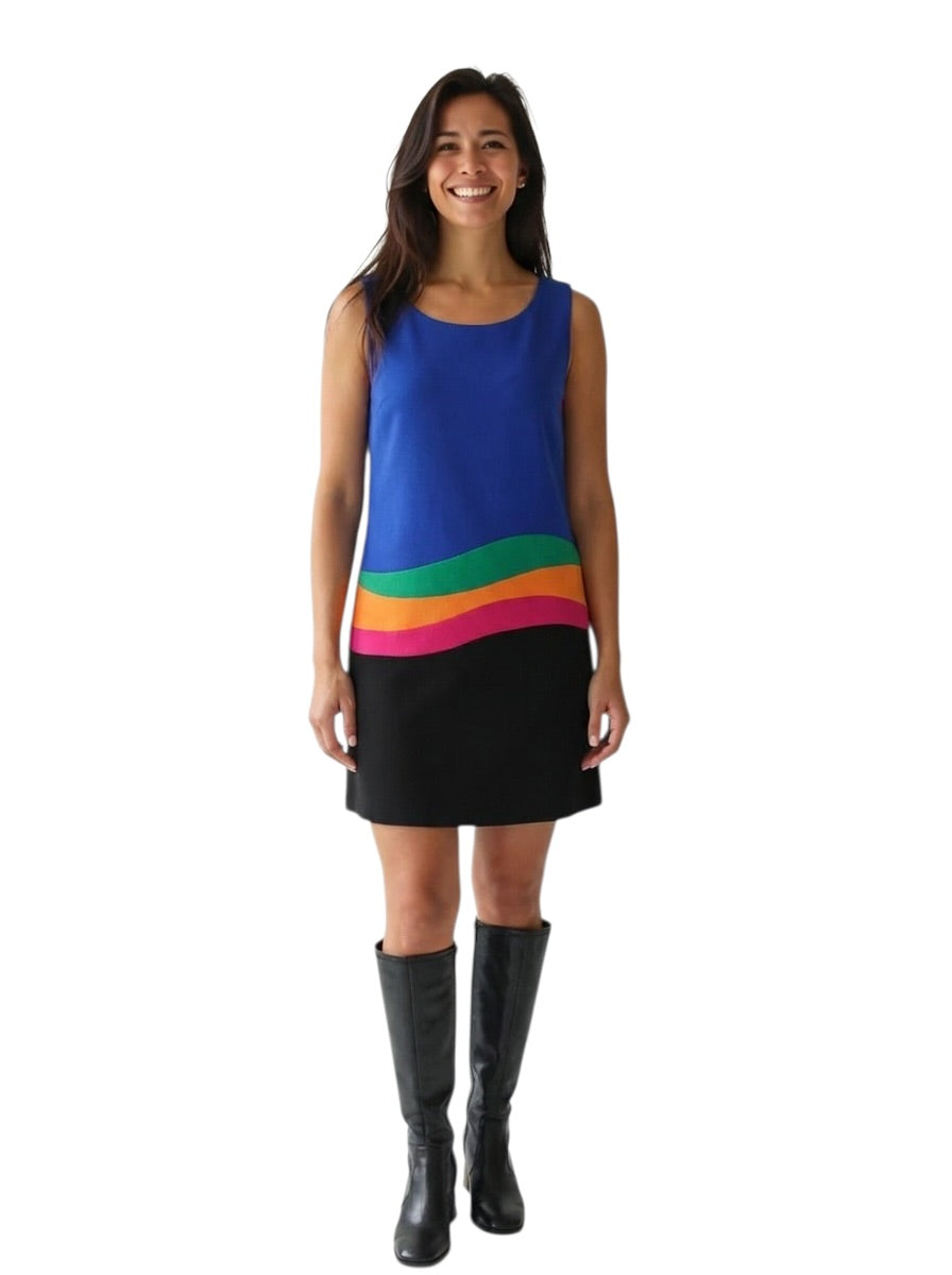 2008 Blue Colorblock Rayon Dress, Size 6
