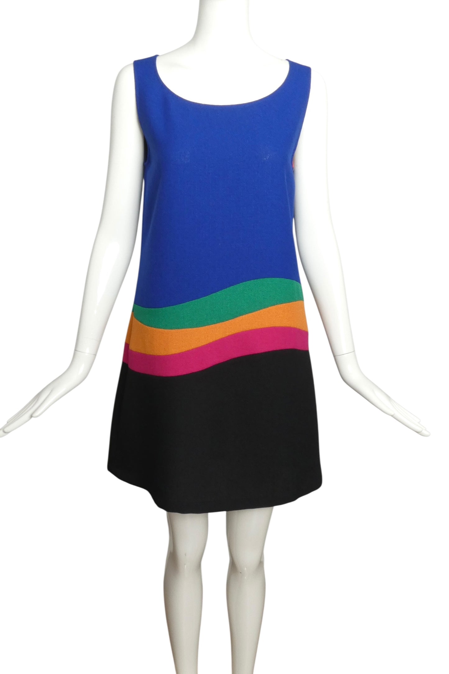 2008 Blue Colorblock Rayon Dress, Size 6