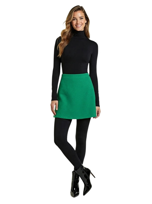 1998 Green Rayon A-Line Skirt, Size 8