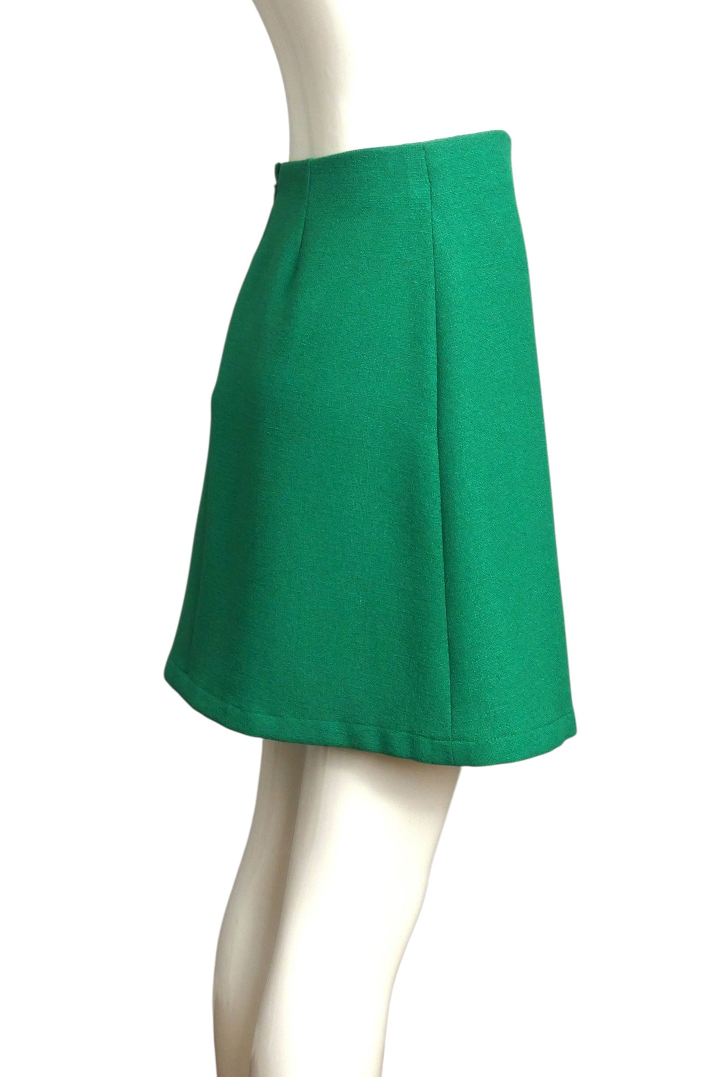 1998 Green Rayon A-Line Skirt, Size 8