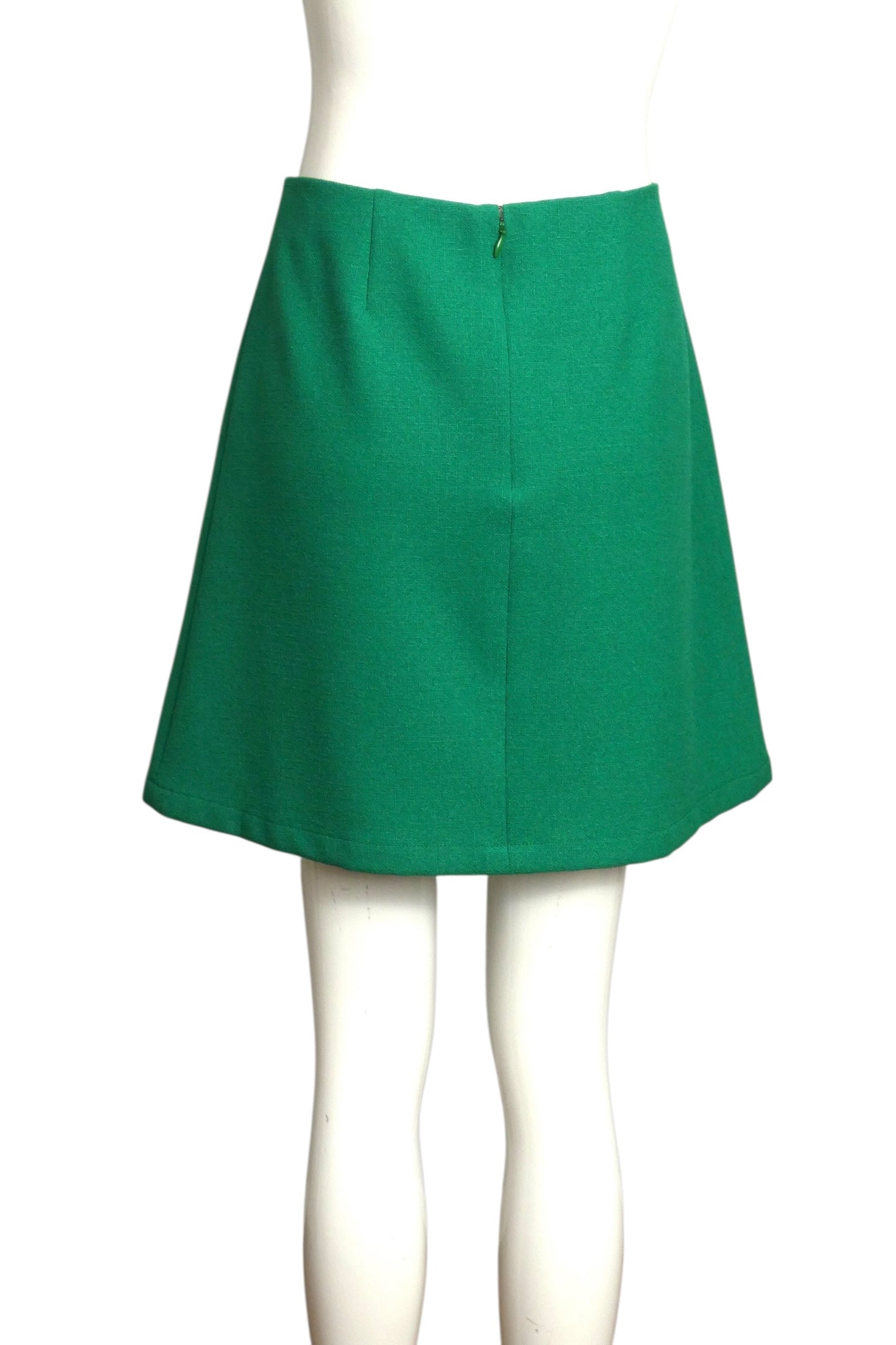 1998 Green Rayon A-Line Skirt, Size 8