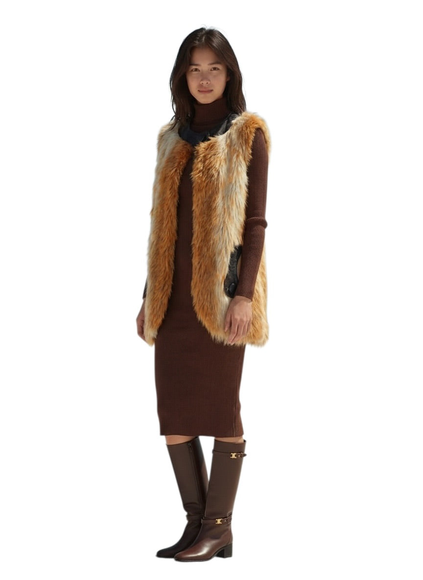 1998 Ombre Faux Fur Vest, Size 6