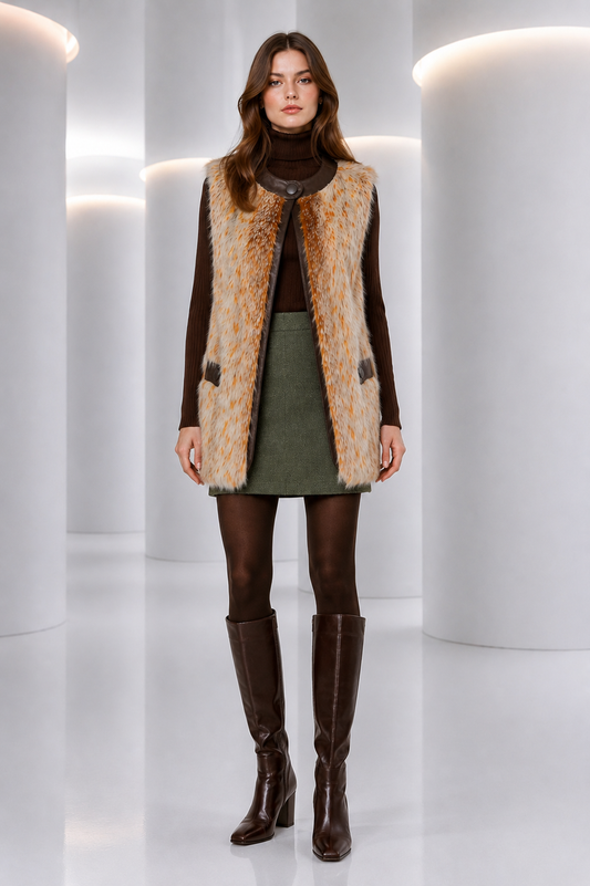1998 Ombre Faux Fur Vest, Size 6