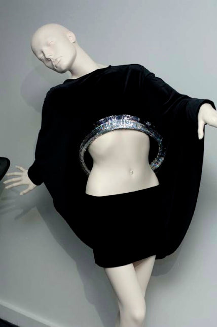 2007 Black Velvet Cutout Hoop Pant Ensemble, Size 6