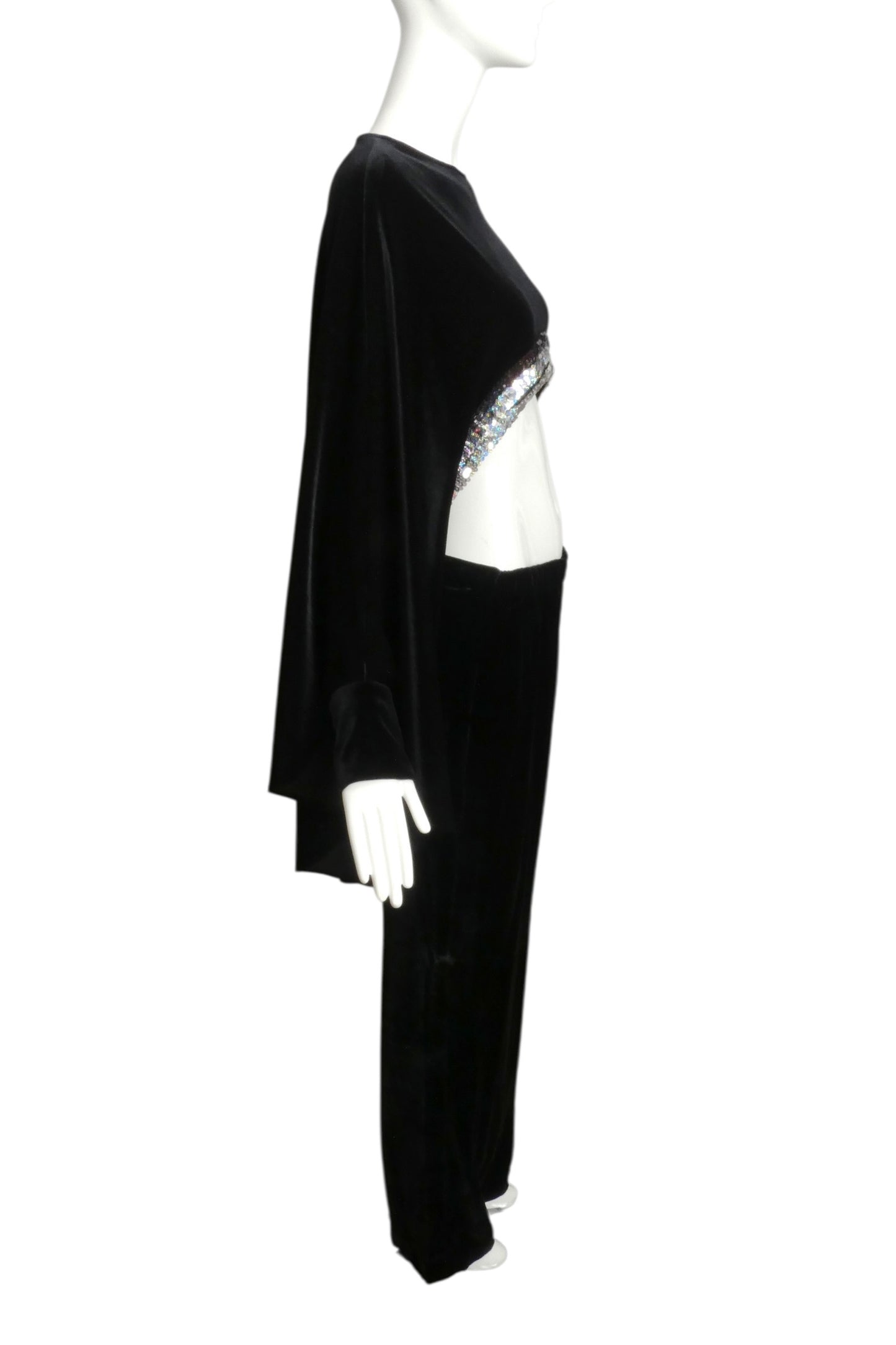 2007 Black Velvet Cutout Hoop Pant Ensemble, Size 6