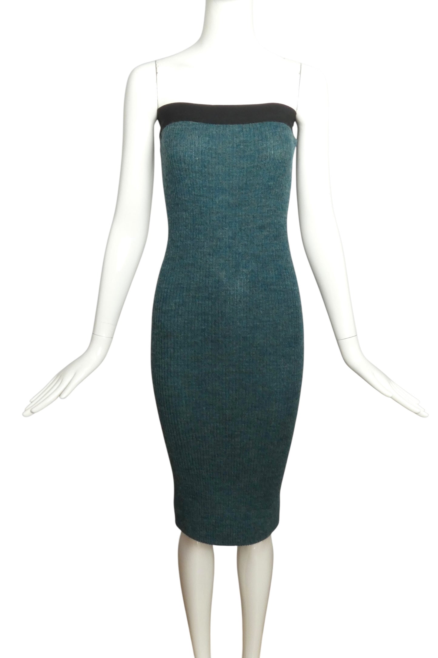 1980 Green Wool Ribbed Knit Skirt, Size 4