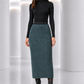 1980 Green Wool Ribbed Knit Skirt, Size 4