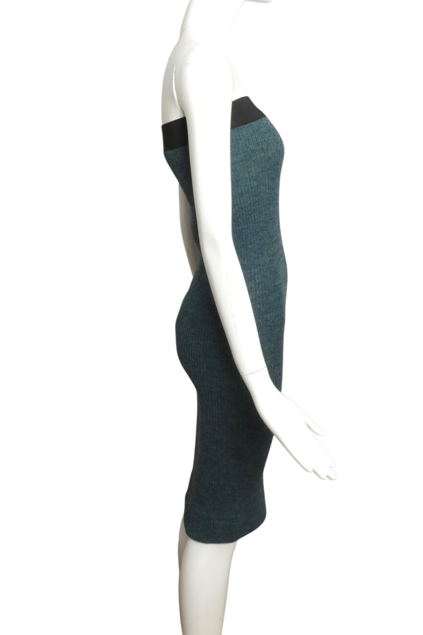 1980 Green Wool Ribbed Knit Skirt, Size 4