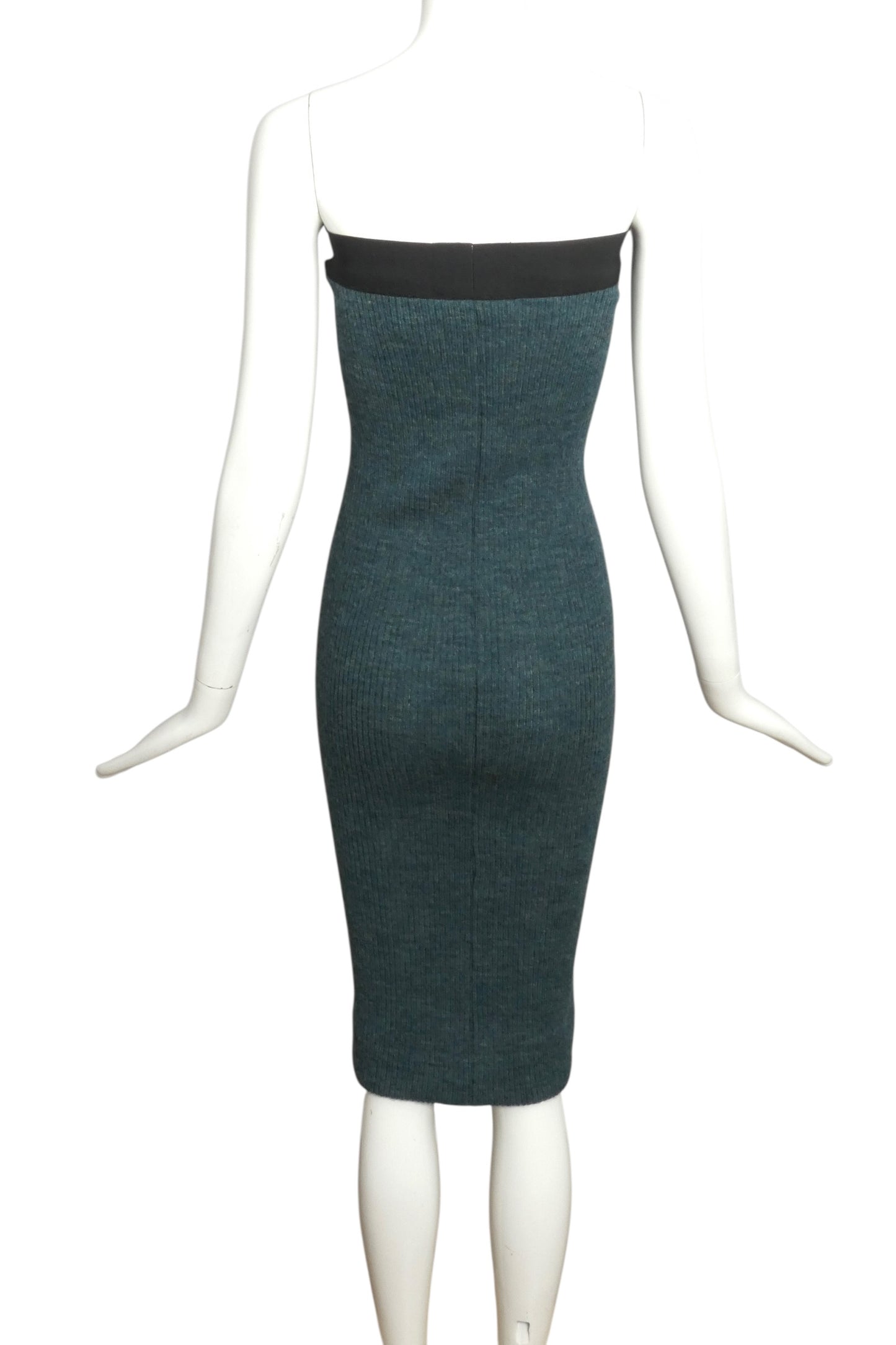 1980 Green Wool Ribbed Knit Skirt, Size 4