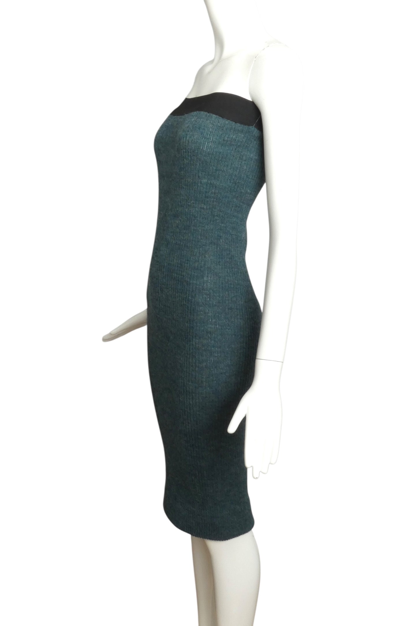 1980 Green Wool Ribbed Knit Skirt, Size 4