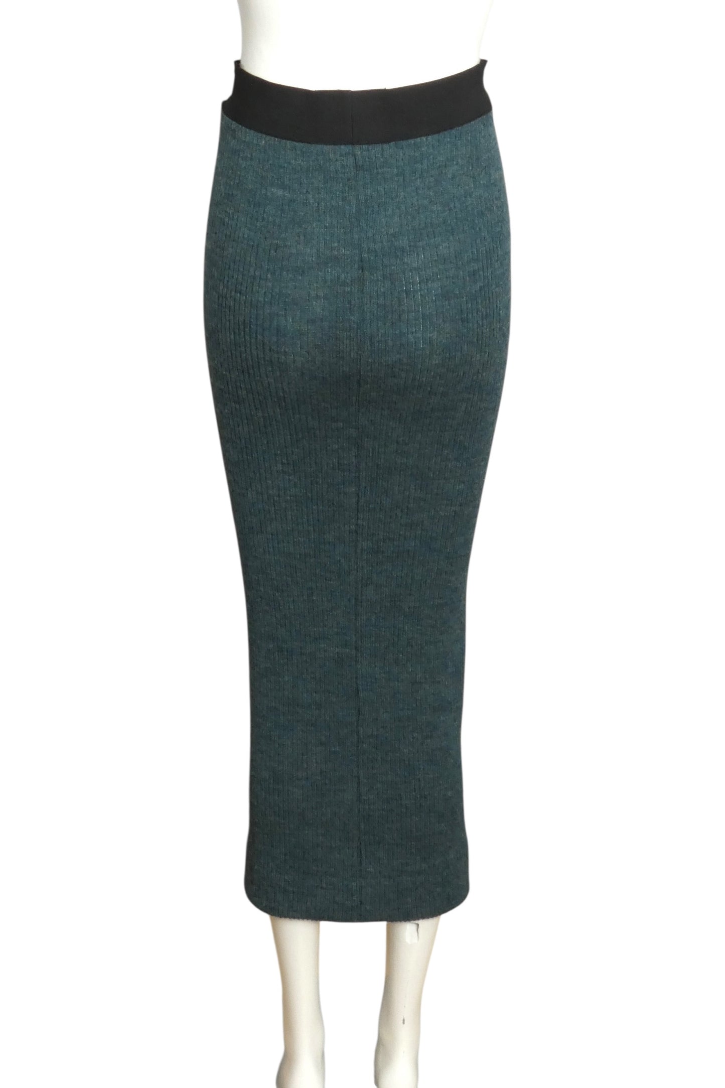 1980 Green Wool Ribbed Knit Skirt, Size 4