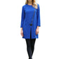 1985 Blue Crepe Diagonal Zipper Dress, Size 12