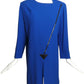 1985 Blue Crepe Diagonal Zipper Dress, Size 12