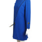1985 Blue Crepe Diagonal Zipper Dress, Size 12