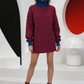 PIERRE CARDIN - 1990 Red & Blue Sweater Knit Dress, Size 6