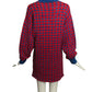 1990 Red & Blue Sweater Knit Dress, Size 6